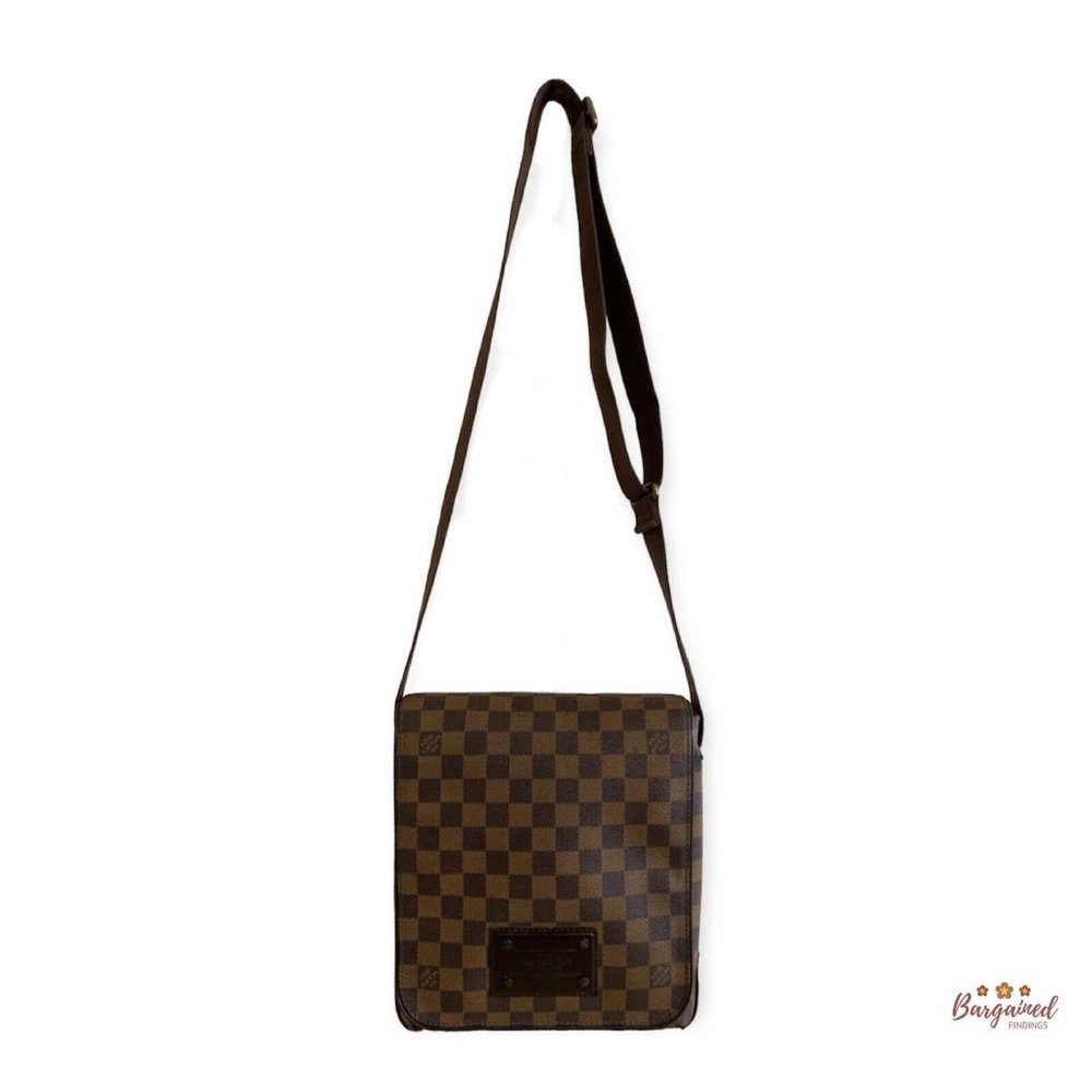 Authentic Louis Vuitton Damier Ebene Coated Canvas Brooklyn PM Crossbody Bag